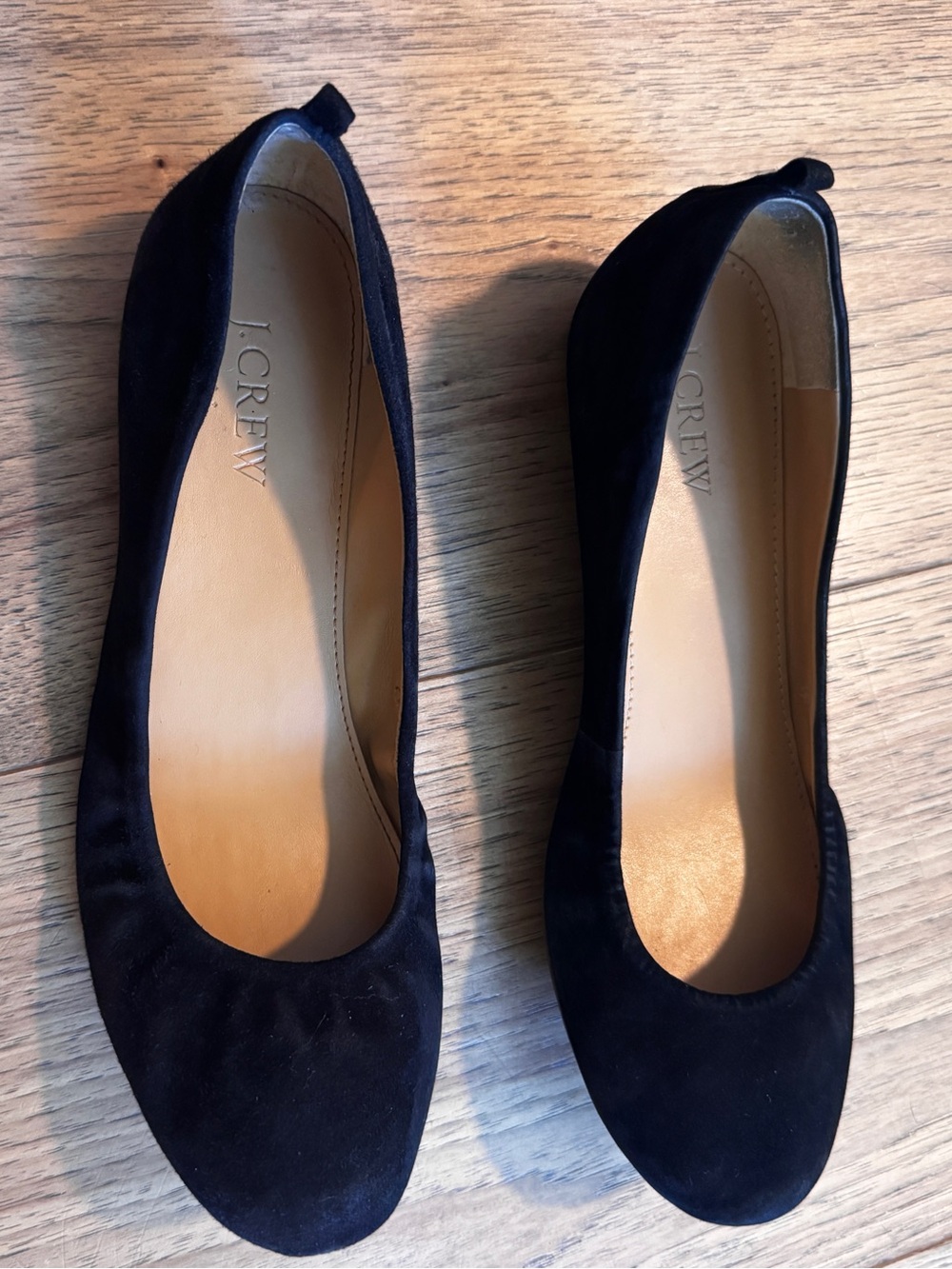 J. Crew Black Suede Round-Toe Ballet Flats